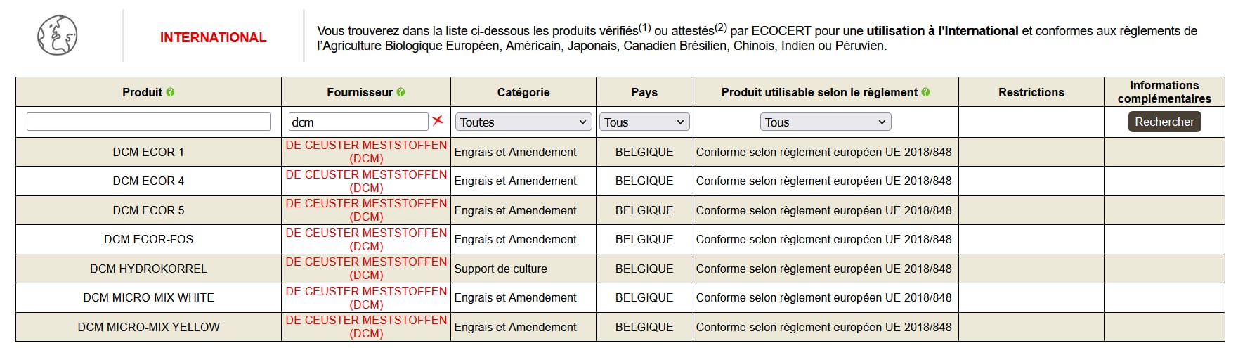 Screenshot base Ecocert