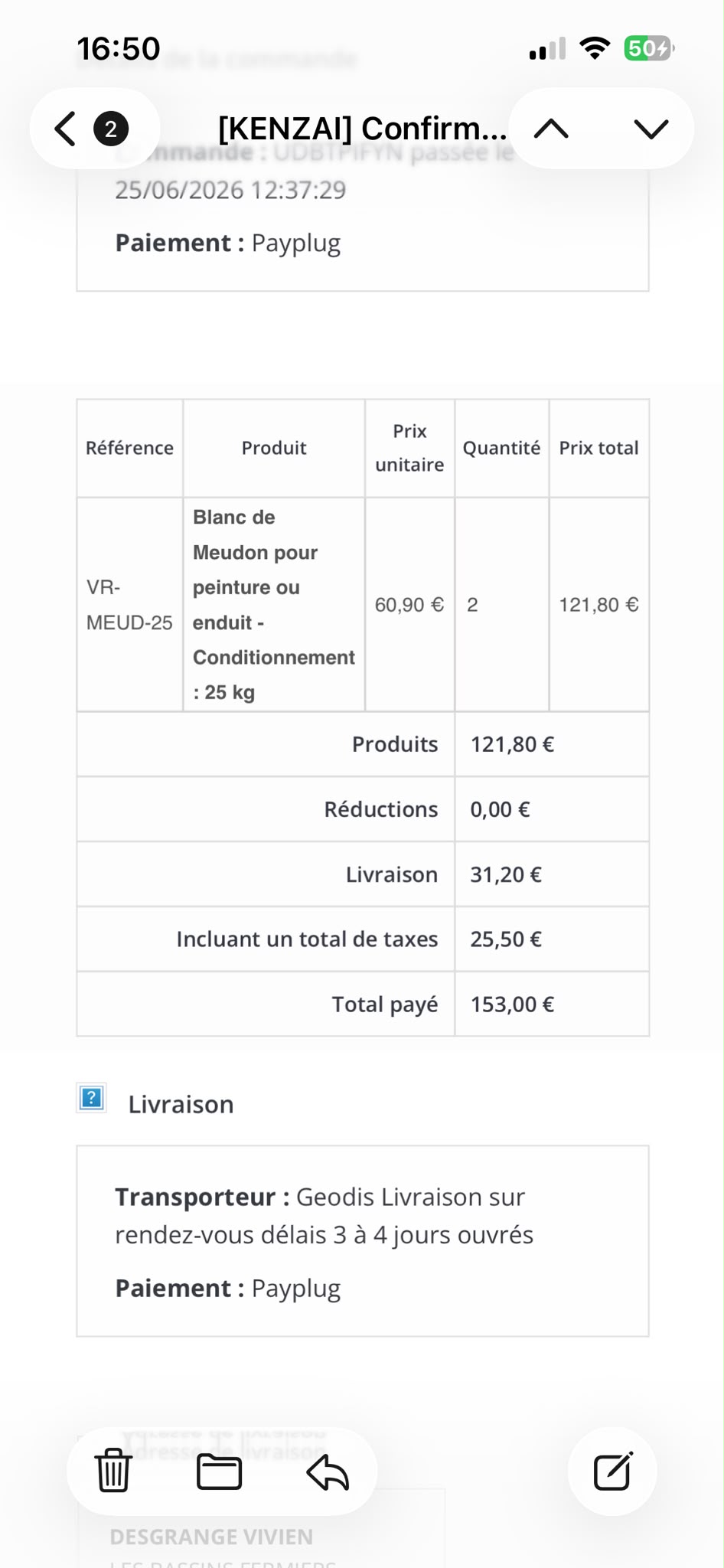 Blanc de Meudon Vivien commande